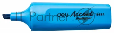 Маркер текстовой Deli ES621blue, скошенный пишущий наконечник, 1-5мм, колпачок с клипом синий