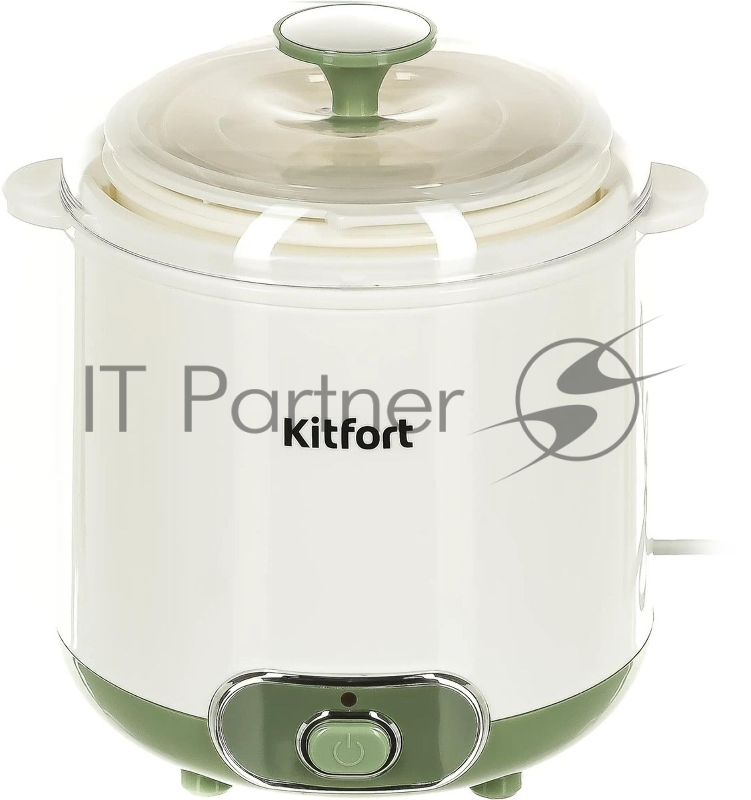 Йогуртница Kitfort KT-2005 20Вт 1б. 1500 мл белый/зеленый
