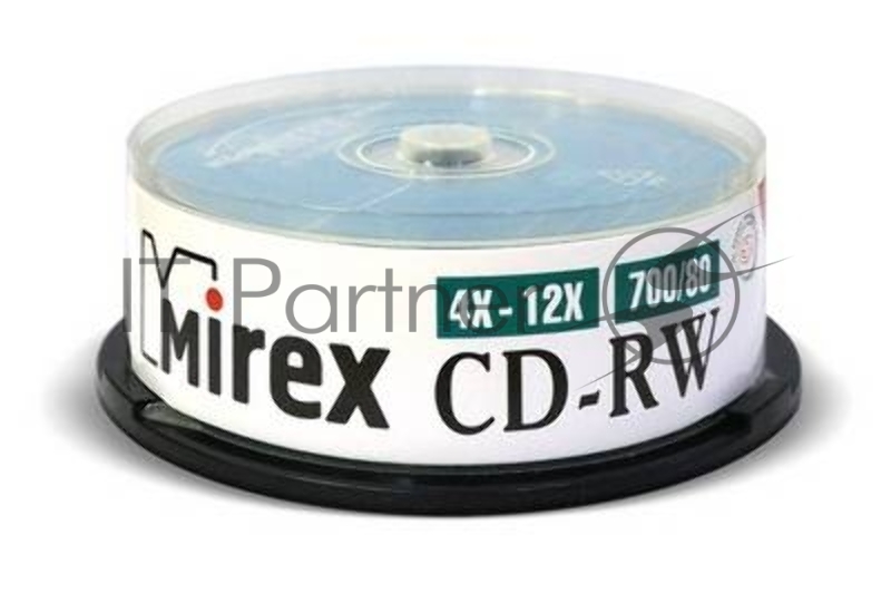 Диск CD-RW Mirex 700 Mb, 12х, Cake Box (25), (25/300)