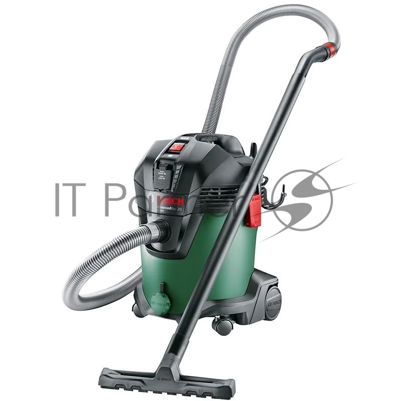 Строительный пылесос Bosch AdvancedVac20 зеленый, 300/1200 Вт, уборка сухая/влажная, пылесборник мешок/контейнер, 20 л