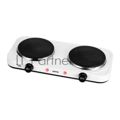 Плита настольная электрическая Centek CT-1507 белый, 2 кВт, ТЭН, конфорки - 2, эмаль, поворотные переключатели
