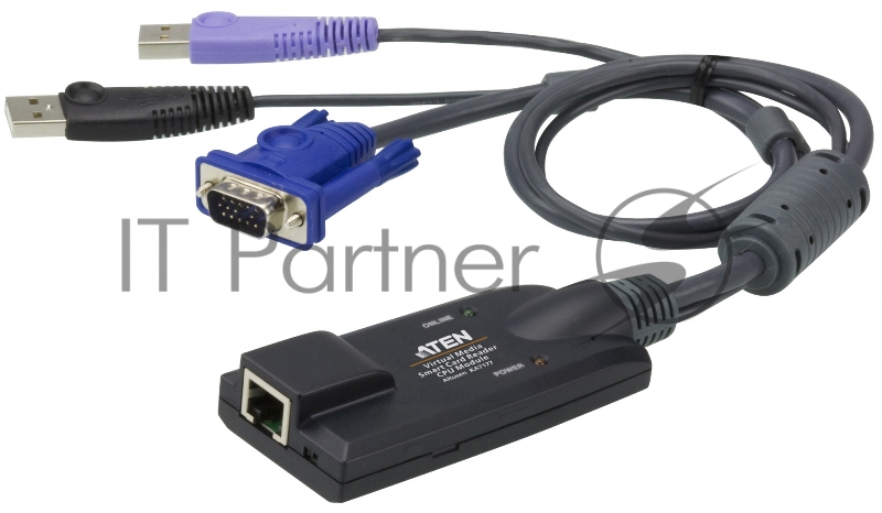 Модуль удлинителя, SVGA+KBD+MOUSE USB 2.0+AUDIO,50 метр., для подкл. комплекта перключат. KN2124v/KN2140v/KN4124v/KN4140v, макс.разреш. 1600х1200, RJ45+HD-DB15+USB A-тип+2xMINI JACK, Female+4xMale, без Б.П.,(Virtual Media DDC2B) USB Virtual Media KVM Adapter Cable with