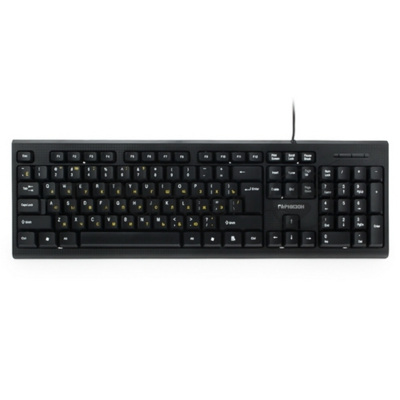 Клавиатура проводная Гарнизон GK-120, USB, черный, поверхность- карбон