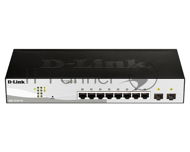 Коммутатор D-Link DGS-1210-10/F1A, 8×1 Гбит/с + 2×1 Гбит/с SFP, настраиваемый
