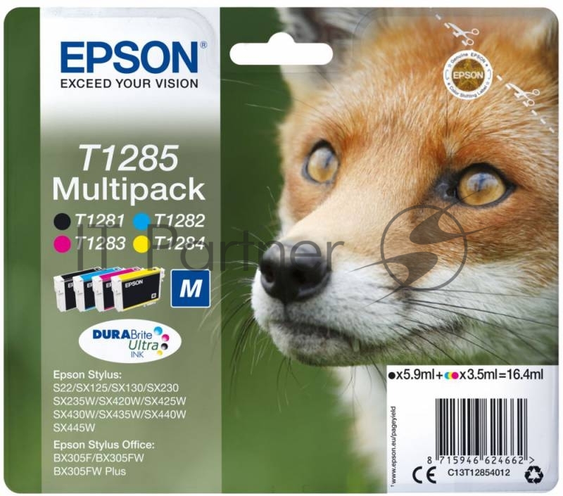 Картридж струйный Epson T1285 C13T12854012 4цв. набор карт. для Epson S22/SX125