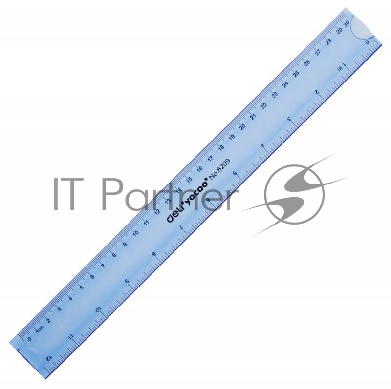 Линейка Deli E6209, пластик, длина 30см, ассорти, гибкая / двухсторонняя шкала