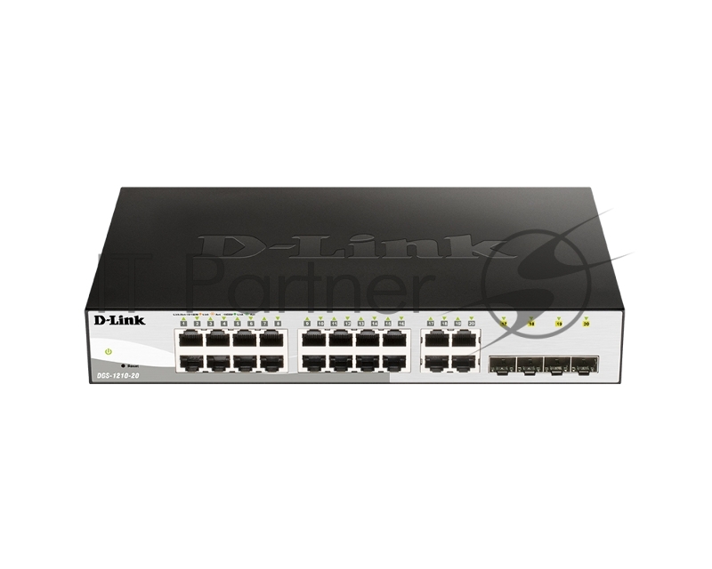 Коммутатор D-Link DGS-1210-20/F1A, 16×1 Гбит/с + 4×1 Гбит/с SFP, настраиваемый