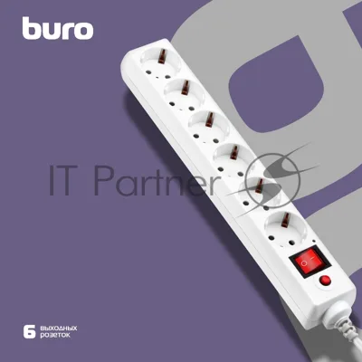 Сетевой фильтр Buro 600SH-16-5-W 5 м, 6 розеток, белый, коробка