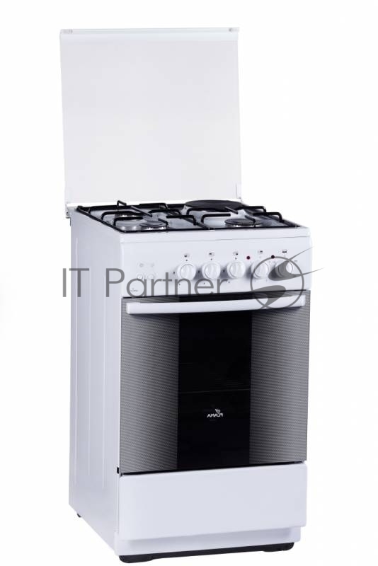Плита комбинированная Flama RK 23-121 W белый, конфорок 3 газовых и 1 электрическая, духовка 50 л, 50 см x 85 см x 60 см
