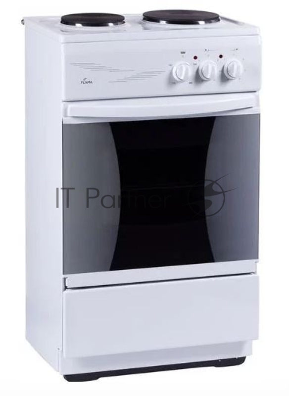 Плита электрическая Flama CE 3201 W белый, конфорок 2 шт, духовка 30 л, 50 см x 85 см x 36 см