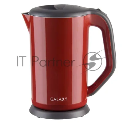 Чайник электрический Galaxy GL 0318, красный, пластик, 2000 Вт, 1,7 л