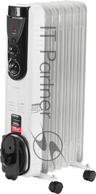 Обогреватель масляный Centek CT-6200 (7 секций) белый, 700/1000/1500 Вт, 15 м2, термостат