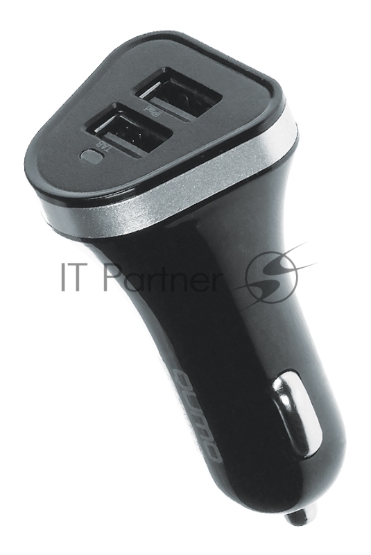 Автомобильное зарядное устройство QUMO 3A, 2 USB, 1A+2A черный