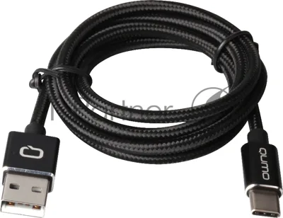 Кабель Qumo Type-С кабель, 1м, USB 2.0, 5В, 2А, 10Вт, PVC оплетка, PVC molded коннектор, черный