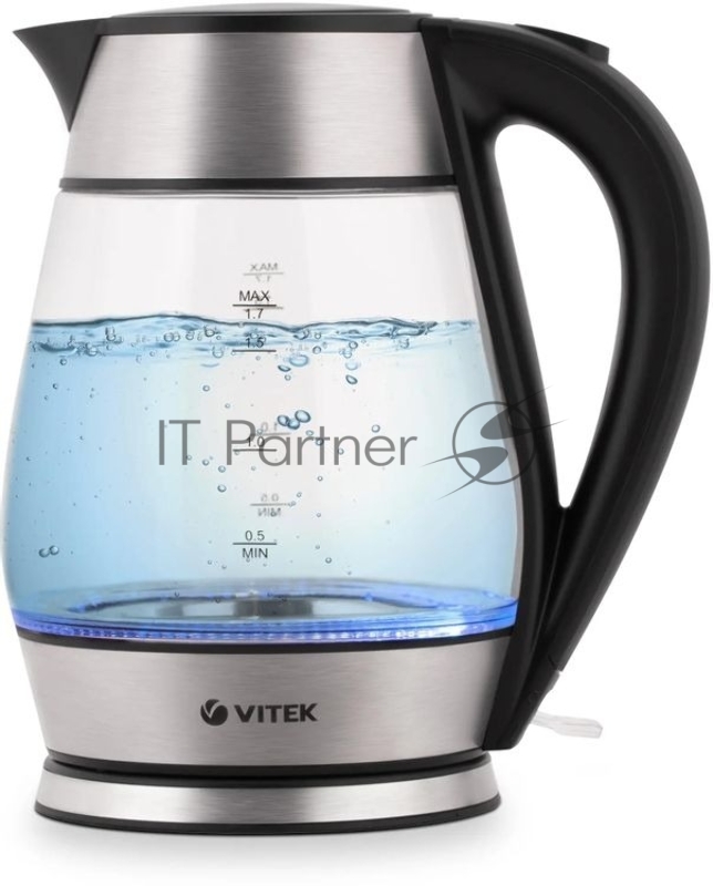 Чайник Vitek VT-7037(TR) Мощность 2200 Вт Макс. объем 1,7 л Корпус из термостойкого стекла.