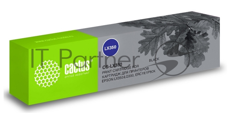 Картридж матричный Cactus CS-LX350 черный (12.7 мм, 10 м, 3500000 знаков) для Epson LX350/LQ350/ERC19/VP80K