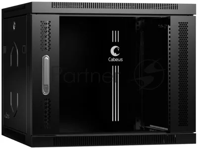 Шкаф телекоммуникационный настенный Cabeus SH-05F-9U60/35-BK 19" 9U 600x350x501 мм (ШхГхВ) дверь стекло, черный (RAL 9004)