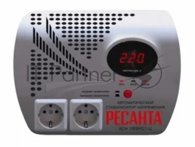 Стабилизаторы напряжения Ресанта АСН-1 000 Н2/1-Ц 63/6/13 Стабилизатор 2 роз, 220В±8%, Габариты 260х200х110, Вес 3,7кг