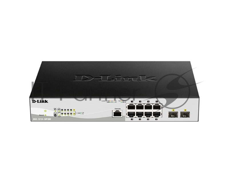 Коммутатор D-Link DGS-1210-10P/ME/B1A, 8×1 Гбит/с + 2×1 Гбит/с SFP, управляемый
