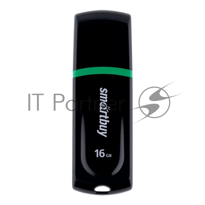 Флешка USB Smartbuy Paean черный (SB16 GbPN-K), 16Gb, USB 2.0, R/W 20/10, черный/зеленый