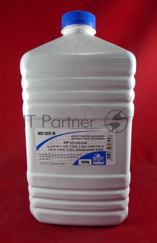 Тонер HP Universal (LJ 1010/1012/1015/1018/1020/1100/1150/5L/6L/1160/1320/2015/1000W/1200/1300/4000/5000, Canon LBP2900/3200) (фл. 1кг) B&W Standart фас. Россия
