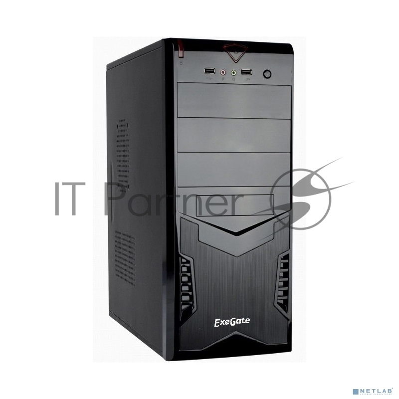 Компьютерный корпус Miditower ExeGate CP-601 Black, ATX, (без БП), 2хUSB, Audio