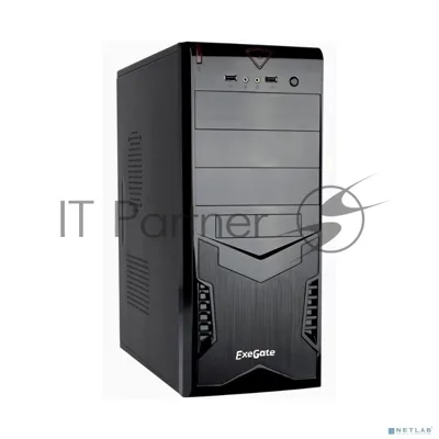 Компьютерный корпус Miditower ExeGate CP-601 Black, ATX, (без БП), 2хUSB, Audio