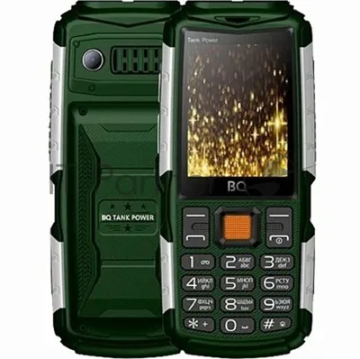 Мобильный телефон BQ 2430 Tank Power зеленый/серебристый