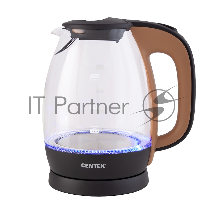 Чайник электрический Centek CT-0056 кофейно-бежевый, 1.7 л, 2200 Вт, скрытый нагревательный элемент