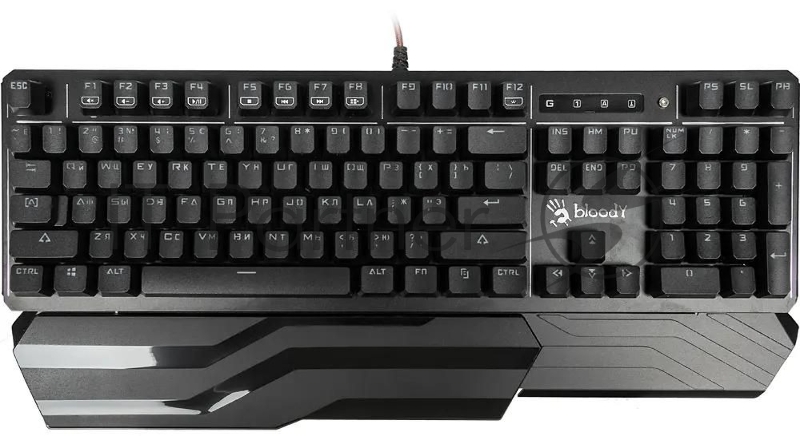 Клавиатура проводная A4 B975 механическая черный USB Gamer LED (подставка для запястий)