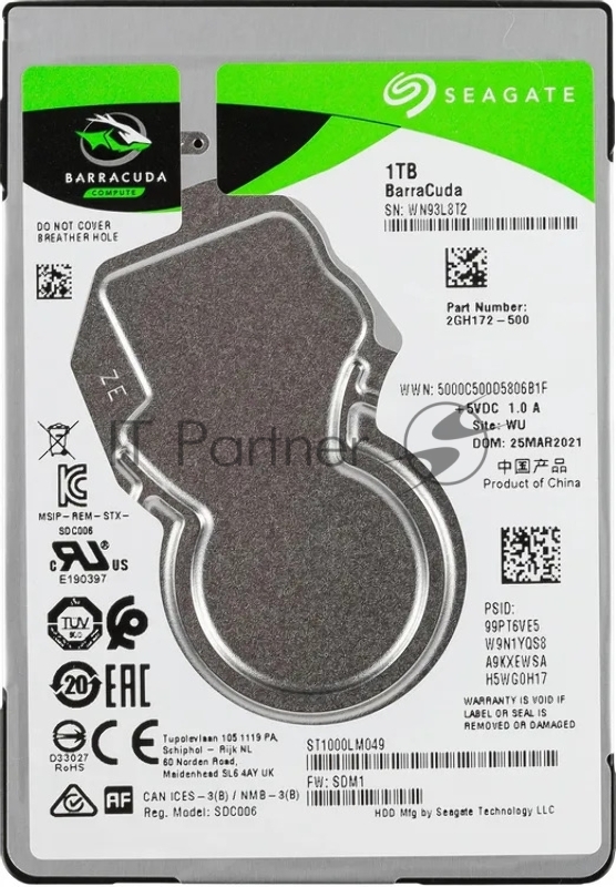 Жесткий диск Seagate HDD Mobile Barracuda25 Guardian (2.5'/ 1Tb/ SATA 6Gb/s/ rmp 7200)