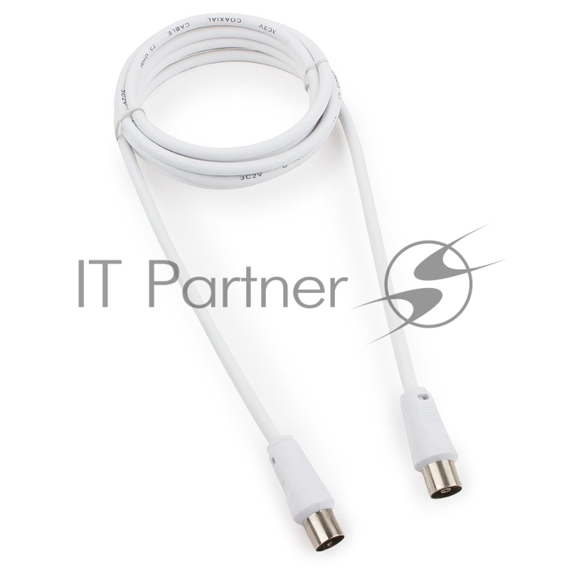 Кабель телевизионный Cablexpert CCV-515-W, Coaxial M/F, белый, 1.8м