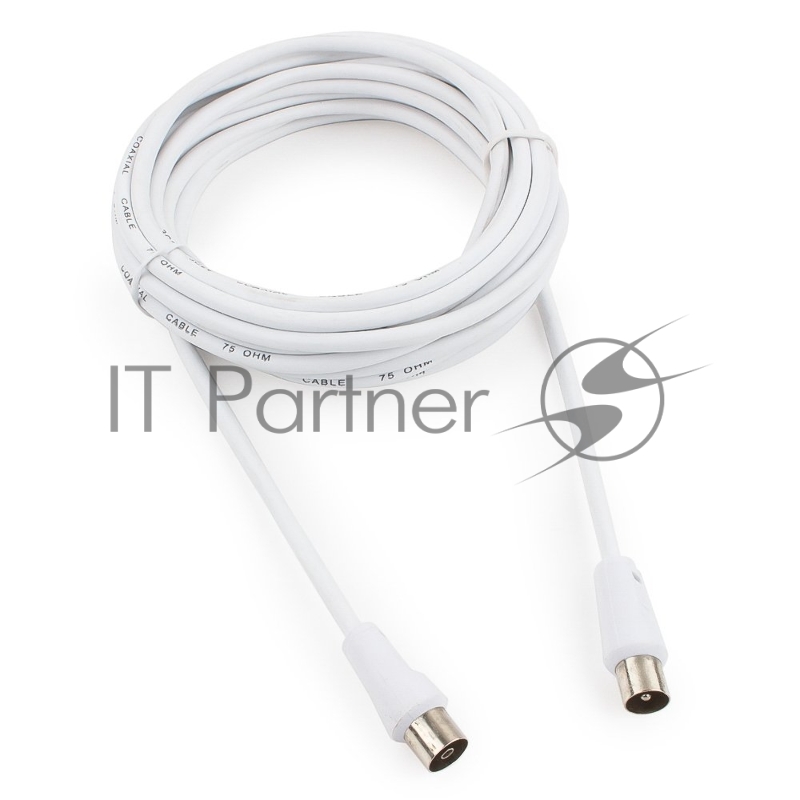 Кабель телевизионный Cablexpert, CCV-515-W-5M, Coaxial M/F, белый, 5м