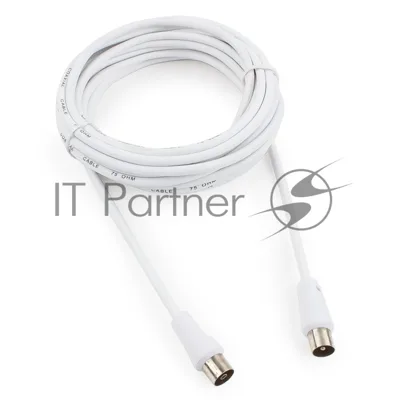 Кабель телевизионный Cablexpert, CCV-515-W-5M, Coaxial M/F, белый, 5м