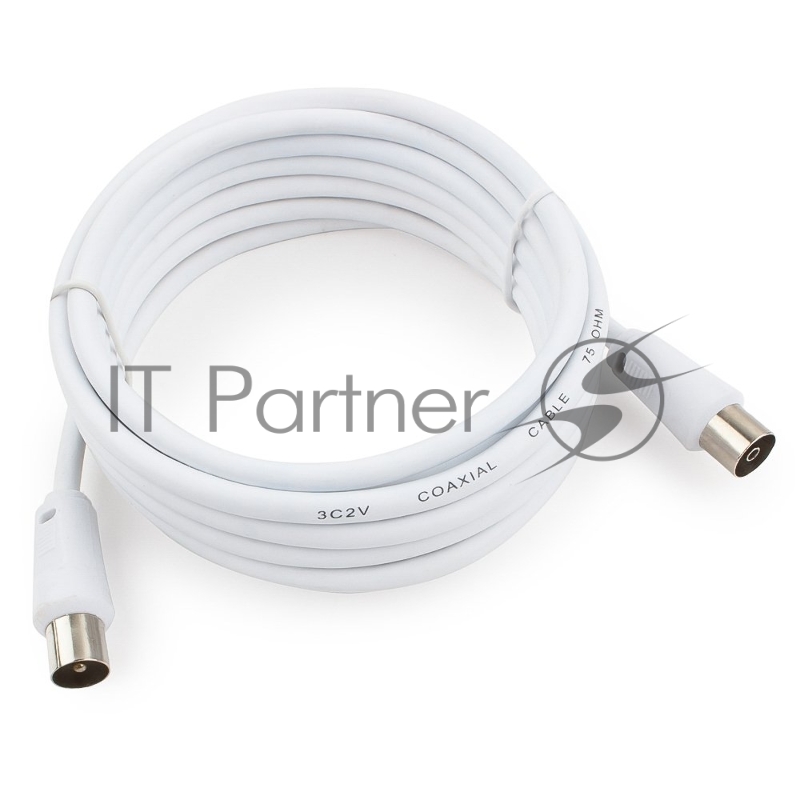 Кабель телевизионный Cablexpert CCV-515-W-3M, Coaxial M/F, белый, 3м