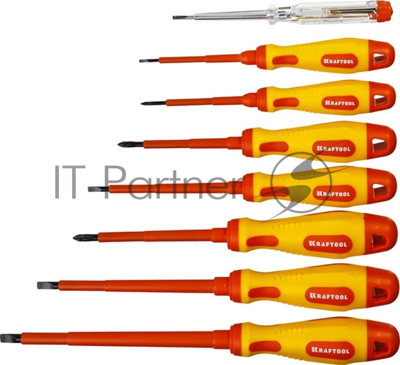 Набор KRAFTOOL "PROFI" X-Drive: Высоковольтные отвертки, SL: 2,5, 4; 5,5; 6,5, PH: № 0, 1, 2, пробник, до 1000В 250088-H8