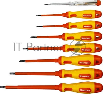 Набор KRAFTOOL "PROFI" X-Drive: Высоковольтные отвертки, SL: 2,5, 4; 5,5; 6,5, PH: № 0, 1, 2, пробник, до 1000В 250088-H8