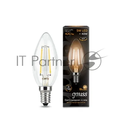 Лампа светодиодная Gauss 103801105LED Filament Candle Е14 5Вт 2700к 1/10/50