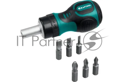 Набор KRAFTOOL 26190-H7 отвертка реверсивная с битами SL3/5/6мм PH1/2/3 7шт
