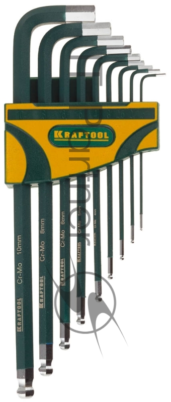 Набор ключей KRAFTOOL 27445-H9industrie длин. шарик cr-mo сталь(s2) hex1.5-10мм 9шт