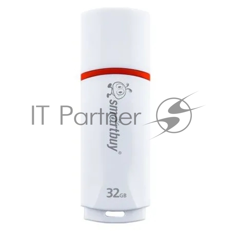 Флешка USB SmartBuy Crown white (SB32GbCRW-W), 32Gb, USB 2.0, R/W 15/5, белый/красный