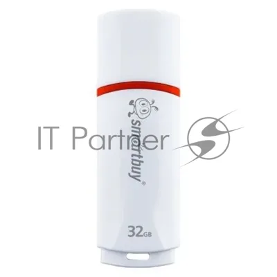 Флешка USB SmartBuy Crown white (SB32GbCRW-W), 32Gb, USB 2.0, R/W 15/5, белый/красный