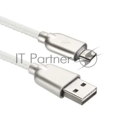 Кабель USB ACD-Allure MicroUSB - USB-A Кожа, 1м, белый