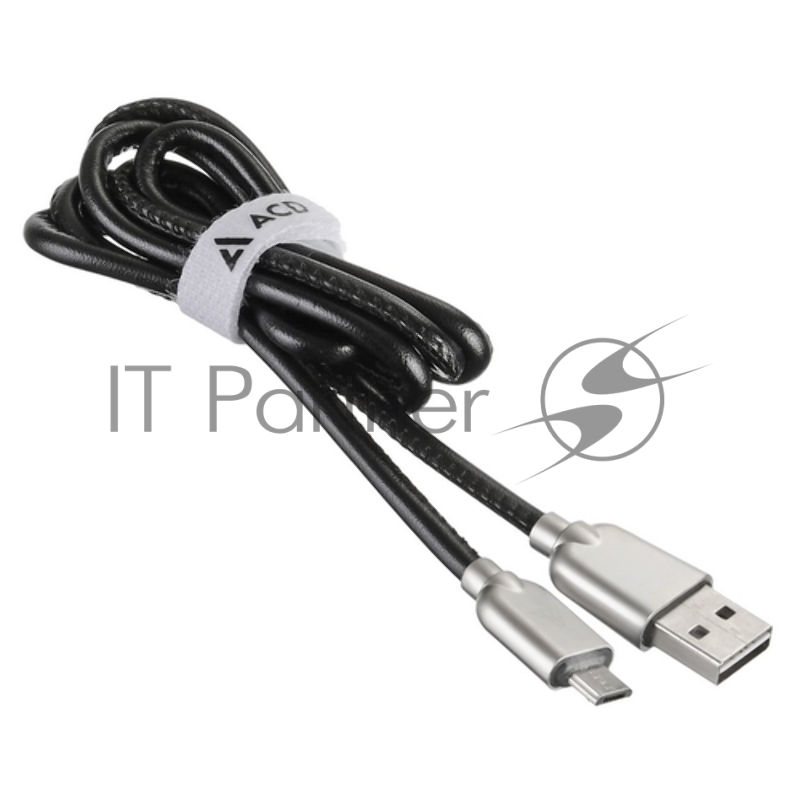 Кабель USB ACD-Allure MicroUSB - USB-A Кожа, 1м, черный