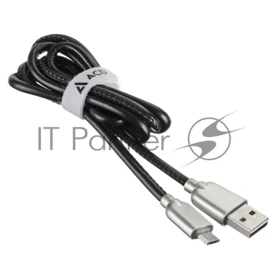 Кабель USB ACD-Allure MicroUSB - USB-A Кожа, 1м, черный
