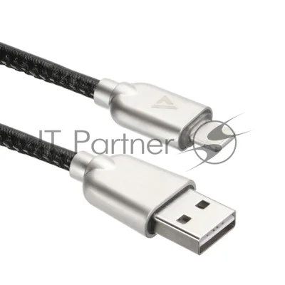 Кабель USB ACD-Allure Lightning - USB-A Кожа, 1м, черный