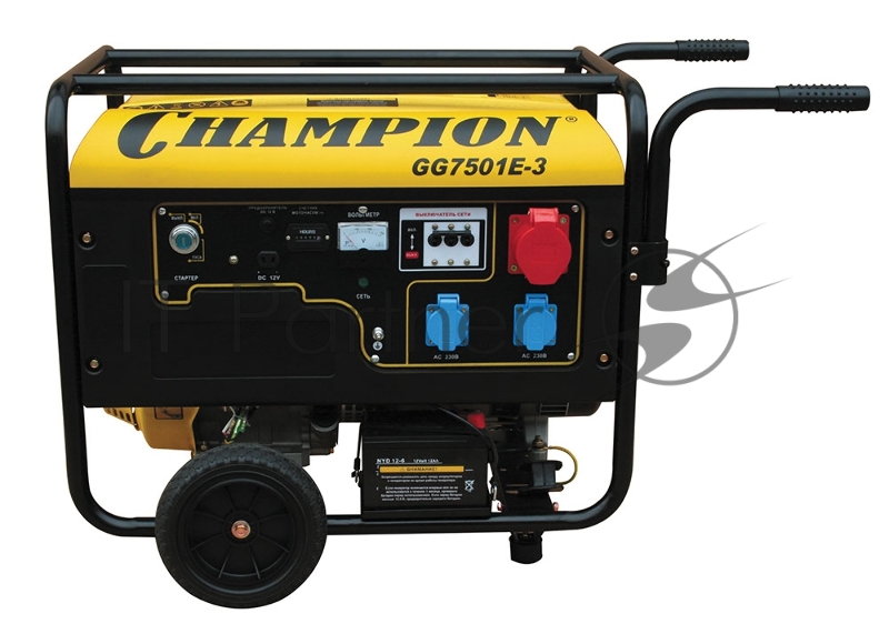 Бензоэлектростанция CHAMPION GG7501E-3 380В 7.5кВт 25л 87кг 2.5л/ч 12V эл.старт