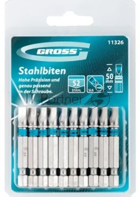 Набор бит Gross 11326 sl6.0х50 сталь s2 10 шт.