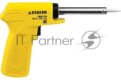 Паяльник STAYER 55307-70 master с пистолетной пластмассовой рукояткой 30 - 70Вт конус