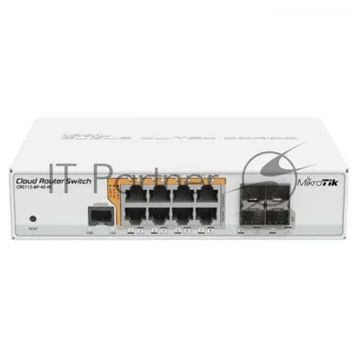 Коммутатор MikroTik CRS112-8P-4S-IN, 8×1 Гбит/с PoE + 4×1 Гбит/с SFP, управляемый
